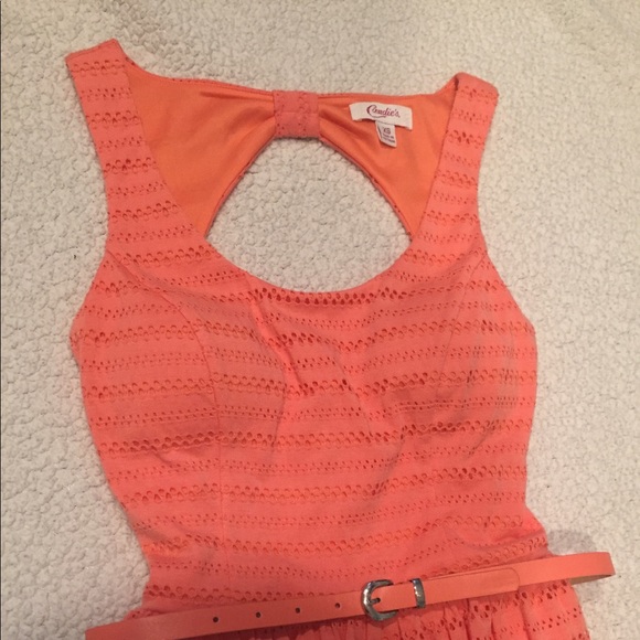 Coral dress with matching belt by Candie's - Picture 2 of 3